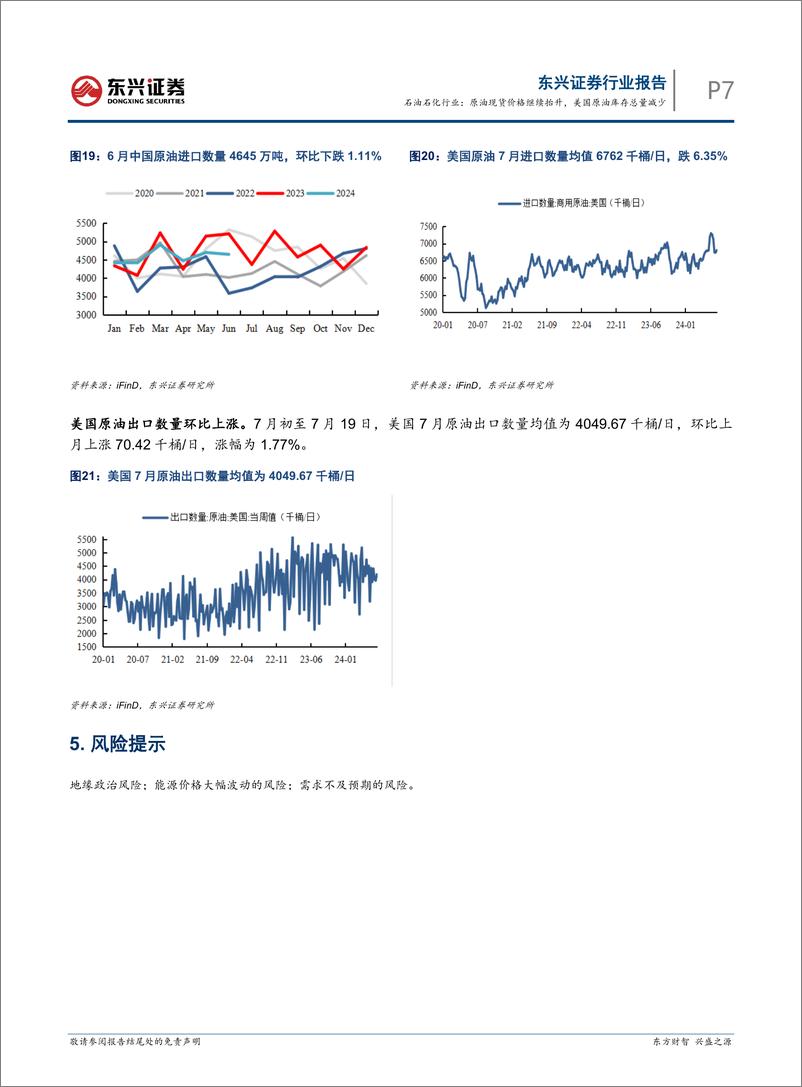 《石油石化行业报告：原油现货价格继续抬升，美国原油库存总量减少-240802-东兴证券-10页》 - 第7页预览图