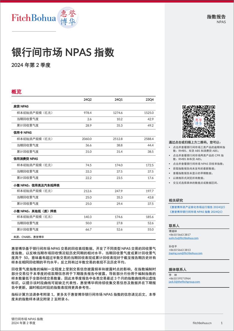 《惠誉博华银行间市场NPAS指数报告2024Q2-13页》 - 第1页预览图