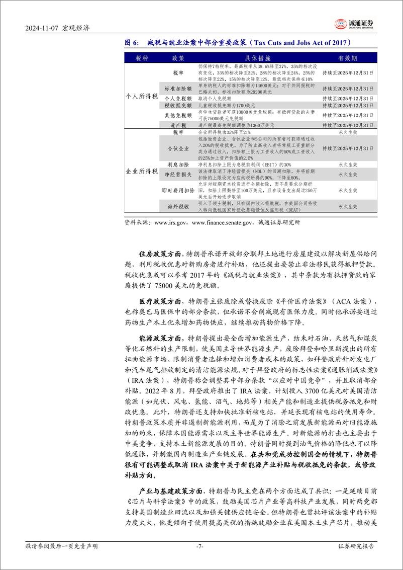 《2024年美国大选点评：特朗普归来：政策及影响-241107-诚通证券-20页》 - 第7页预览图