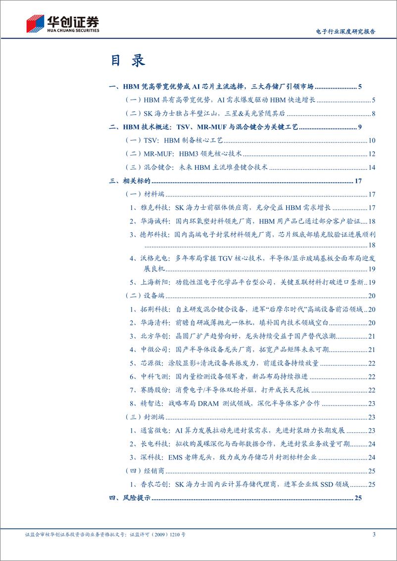 《深度报告-20240331-华创证券-电子行业深度研究报AI浪潮汹HBM全产业链迸发向282mb》 - 第3页预览图