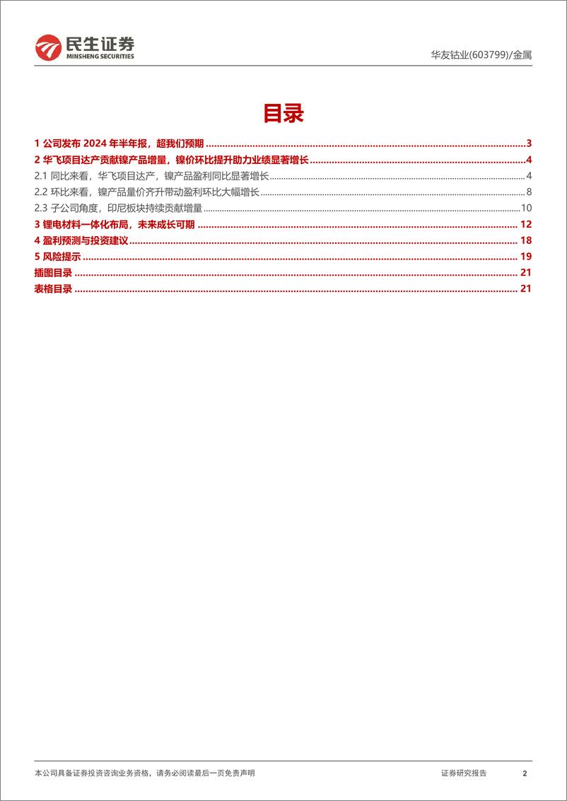 《华友钴业(603799)2024年半年报点评：华飞镍产品放量，助推业绩环比显著增长-240824-民生证券-22页》 - 第2页预览图