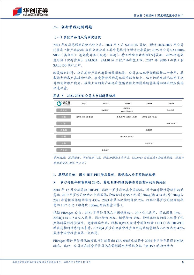 《华创证券-信立泰-002294-深度研究报告系列二：国产慢病新药龙头的价值再探讨》 - 第8页预览图