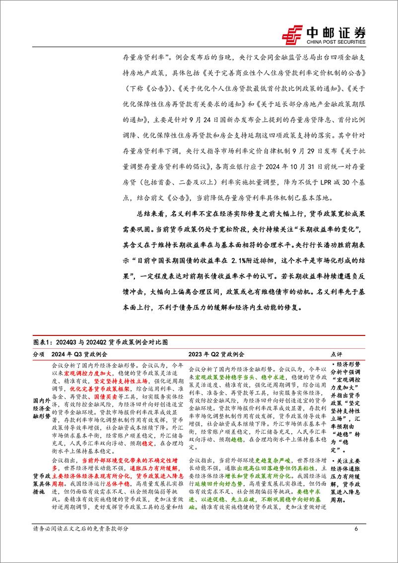 《2024Q3货政例会解读：名义利率不宜大幅上行-240930-中邮证券-10页》 - 第6页预览图