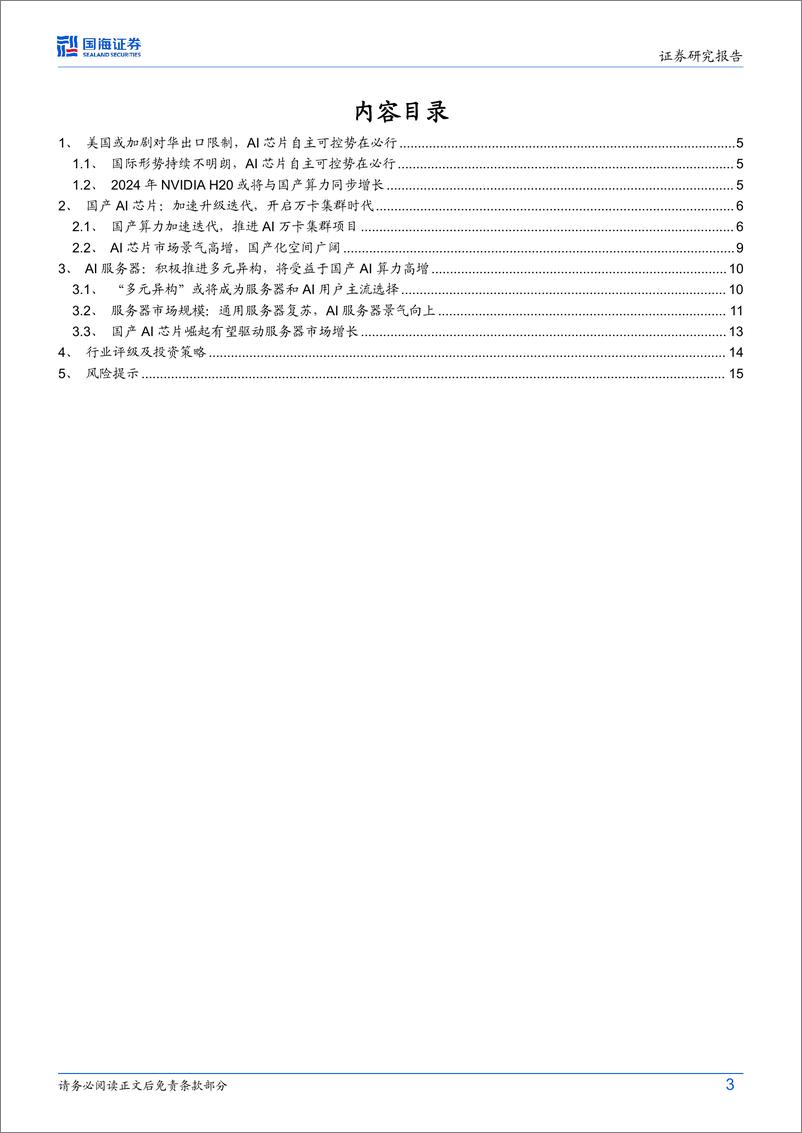 《计算机行业“自主可控”系列报告-国产AI算力：万卡集群、多芯混合时代来临-240723-国海证券-17页》 - 第3页预览图