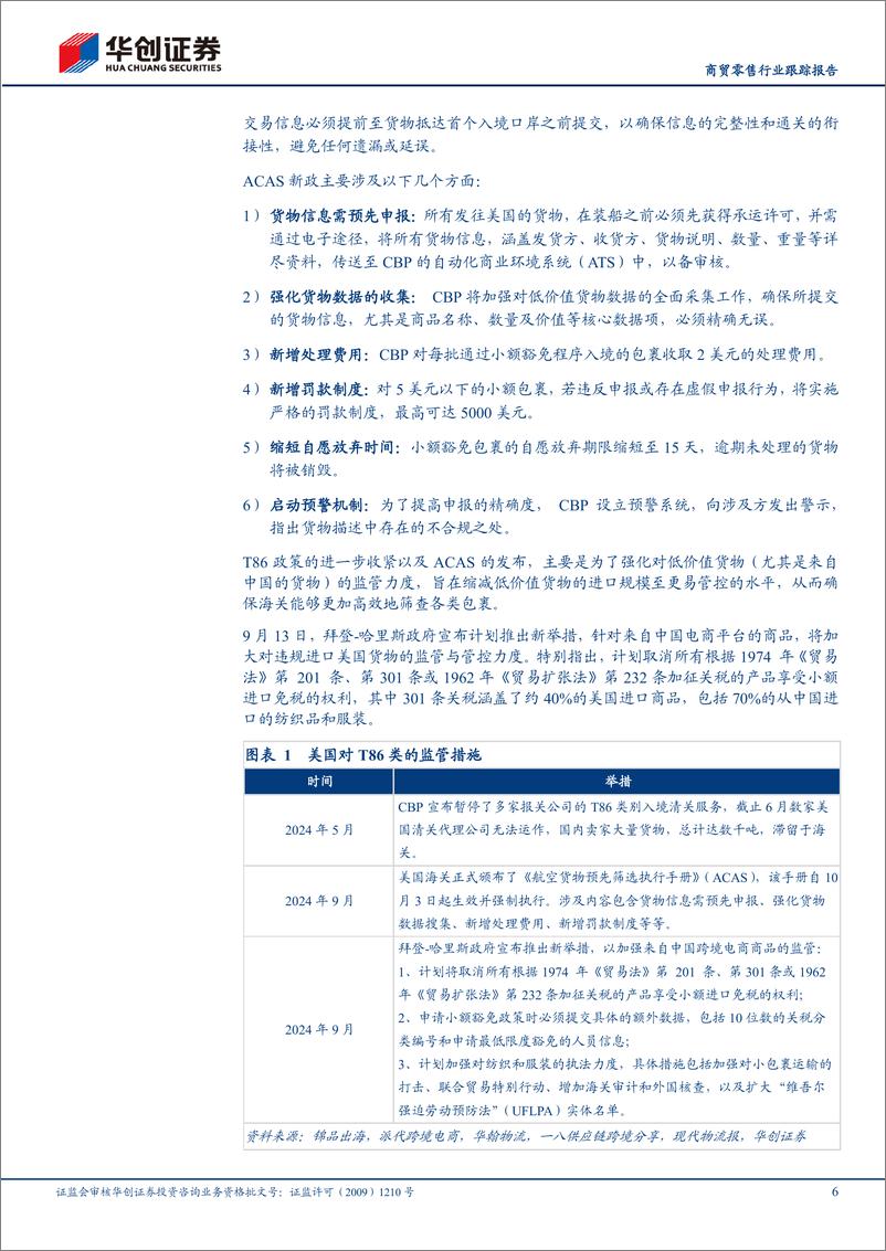 《商贸零售行业跟踪报告：特朗普上台对跨境电商产业链影响测算-241119-华创证券-16页》 - 第6页预览图