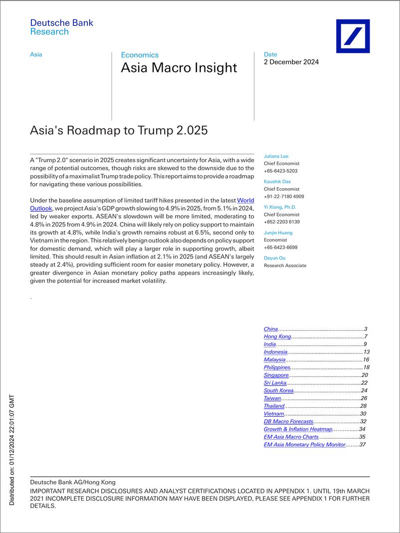 《Deutsche Bank-Asia Macro Insight Asias Roadmap to Trump 2.025-111937304》 - 第1页预览图