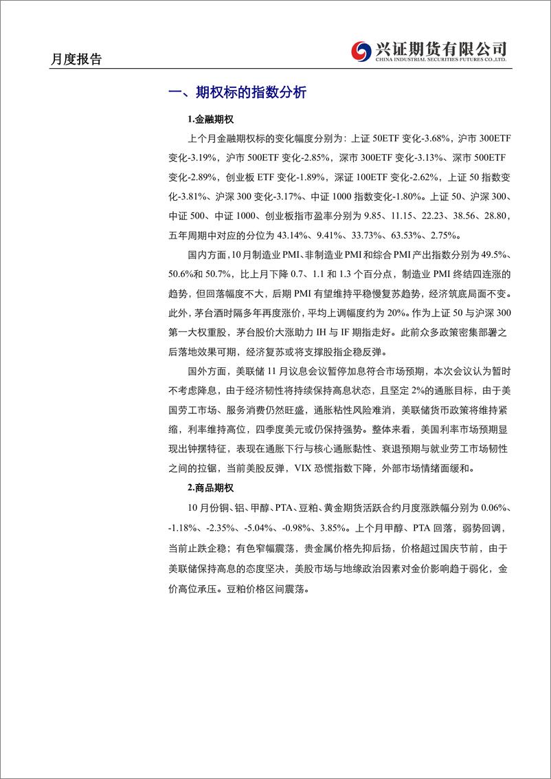 《期权月度报告：内外市场情绪面回暖，预期反弹降波-20231103-兴证期货-21页》 - 第3页预览图