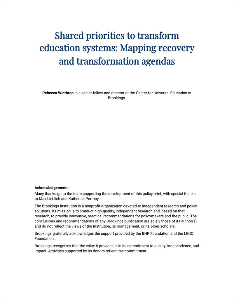 《布鲁金斯学会-改革教育系统的共同优先事项：规划恢复和改革议程（英）-2022.9-20页》 - 第3页预览图