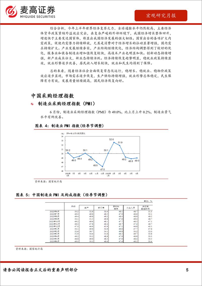 《宏观研究月报：半年经济交卷，国民经济恢复向好-20230728-麦高证券-20页》 - 第6页预览图