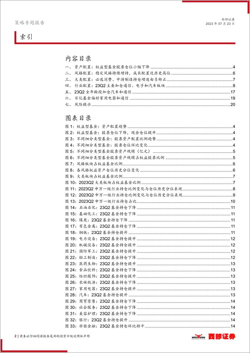 《2023Q2基金季报分析：从基金二季报探寻行业加仓空间-20230723-西部证券-21页》 - 第3页预览图