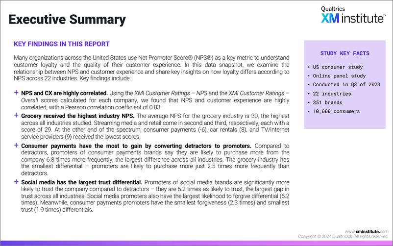 《2024净推荐值NPS经济学报告-和客户体验的关系及22个行业NPS忠诚度差异英文版-XMInstitute》 - 第2页预览图