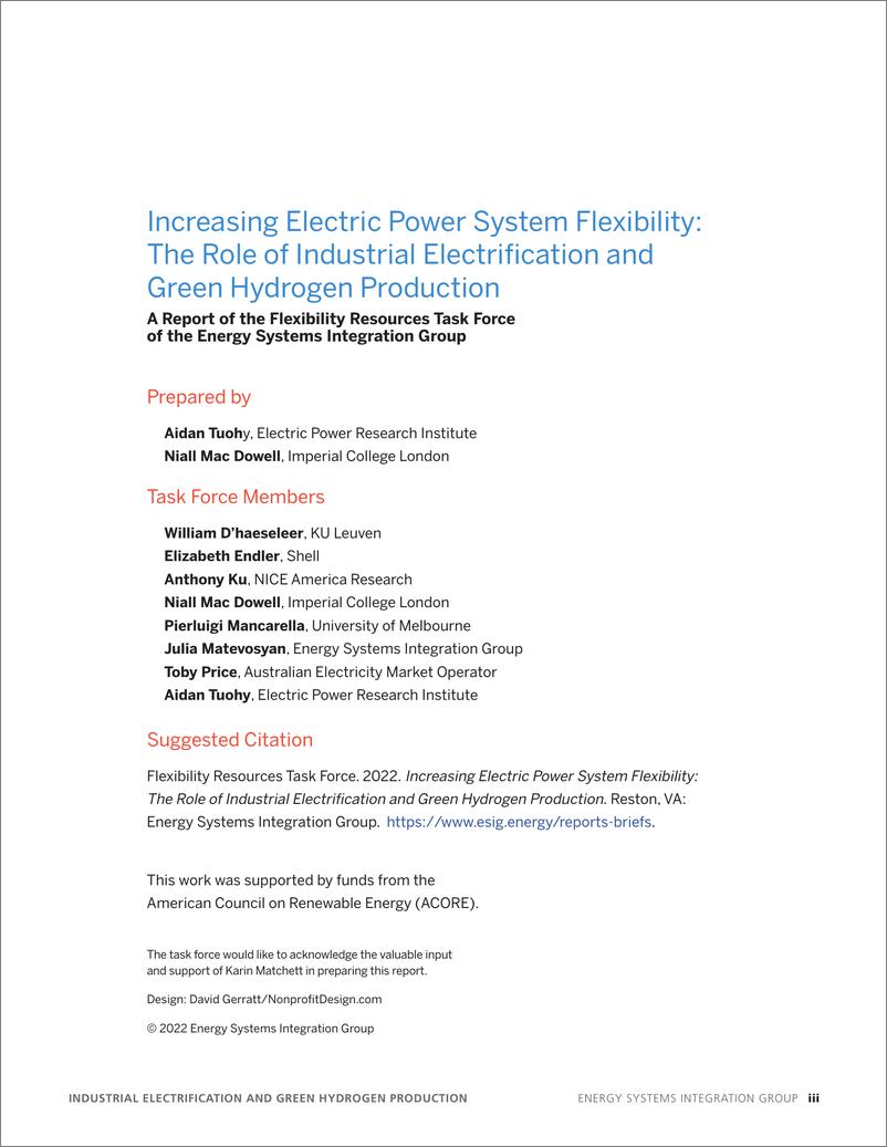 《2022提高电力系统灵活性-工业电气化和绿氢生产的作用报告（英文版）-ESIG》 - 第3页预览图