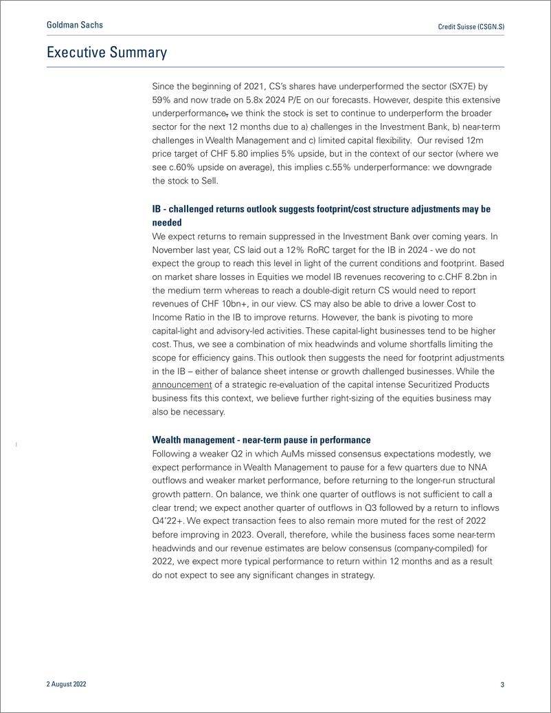 《Credit Suisse (CSGN.S A challenging picture for returns and capita Downgrade to Sell(1)》 - 第4页预览图