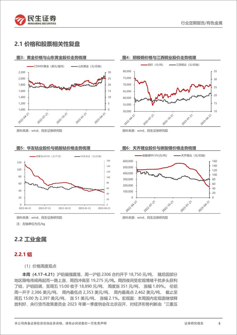 《20230423-有色金属-有色金属周报：需求进入“强现实”阶段，持续看好”铜铝+黄金“-民生证券》 - 第5页预览图