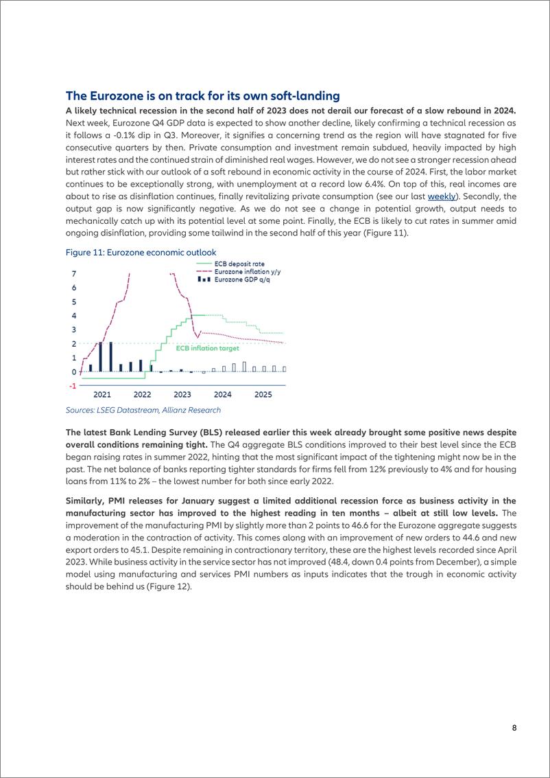 《Allianz安联：2024美联储的早期转向将有利于降低红海牛鞭效应，而欧元区也将迎来自己的软着陆（英文版）》 - 第8页预览图