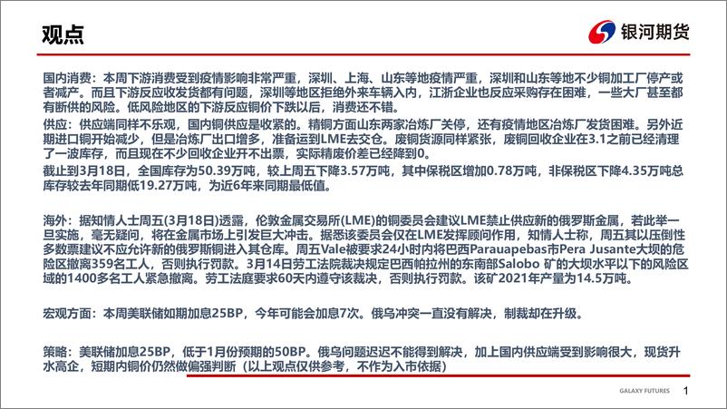 《国内疫情加重，铜市场供需两淡-20220321-银河期货-20页》 - 第3页预览图