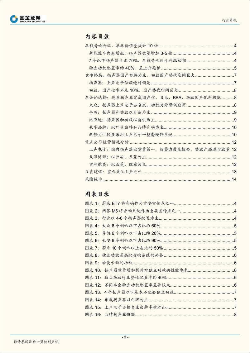 《汽车及汽车零部件行业月报：车载音响量价齐升，国产白牌优势明显，功放国产化率不足10%-20220831-国金证券-16页》 - 第3页预览图