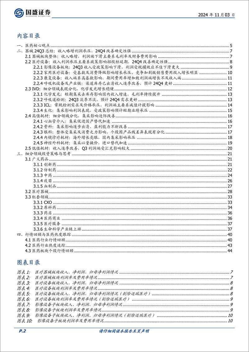 《医药生物行业器械24Q3总结：收入略增利润承压，24Q4改善确定性强-241103-国盛证券-47页》 - 第3页预览图