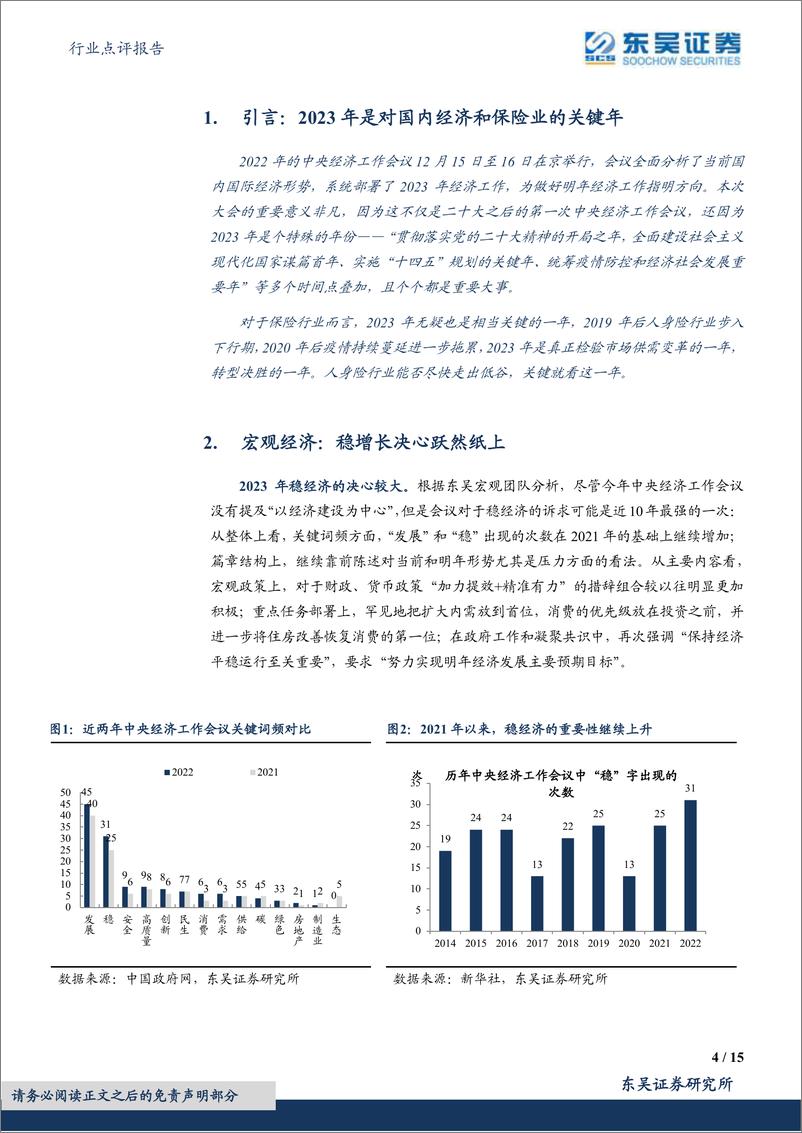 《保险行业点评报告：决战2023，从中央经济工作会议看保险策略分析，稳增长托底信心，促内需迎接拐点-20221218-东吴证券-15页》 - 第5页预览图