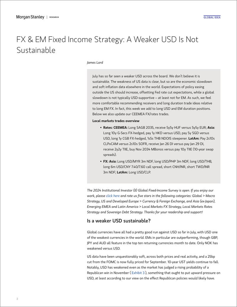 《Morgan Stanley Fixed-Global EM Strategist USD Weakness Is Not Sustainable-109233049》 - 第2页预览图