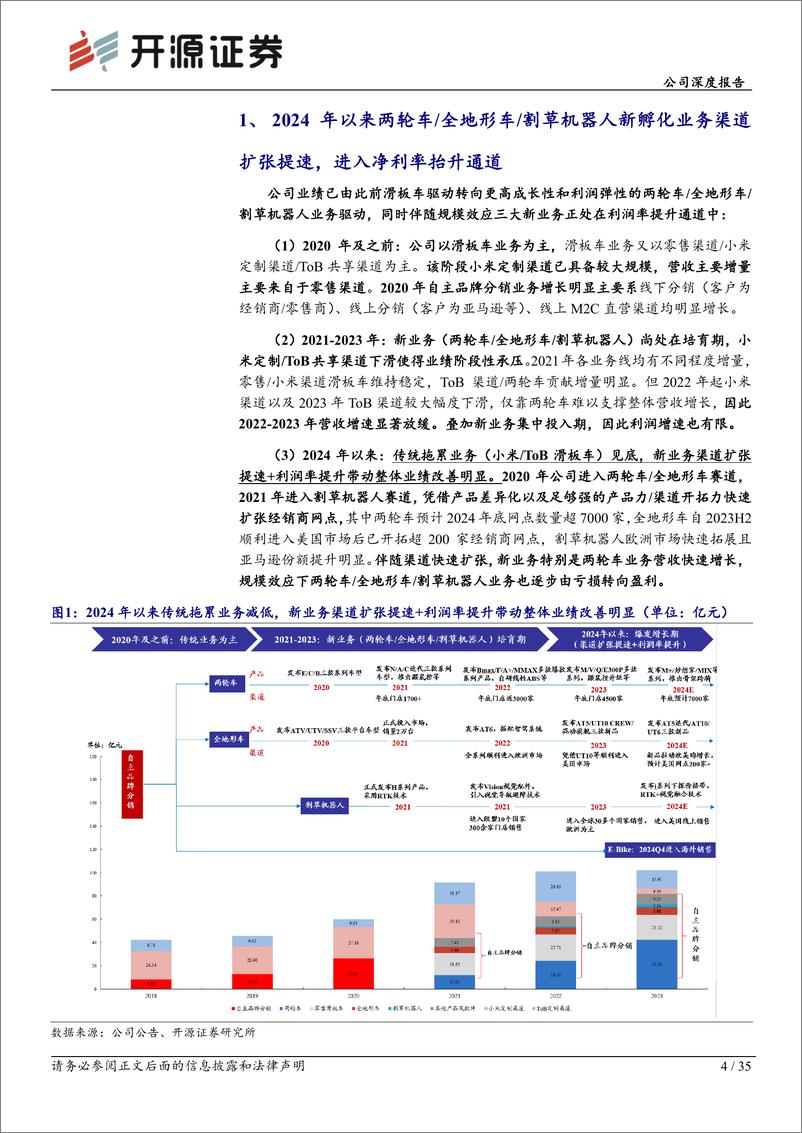 《九号公司(689009)公司深度报告：产品差异化创新带来供给创造需求，看好盈利能力持续提升-240731-开源证券-35页》 - 第4页预览图