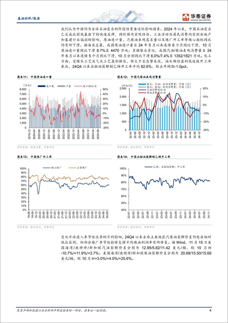 《基础化工行业：需求端压力仍存，OPEC%2b减产延续-241125-华泰证券-10页》 - 第4页预览图