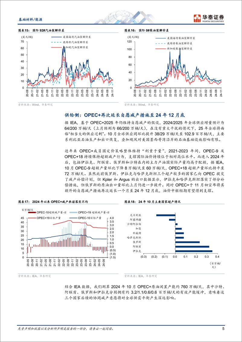 《基础化工行业：需求端压力仍存，OPEC%2b减产延续-241125-华泰证券-10页》 - 第5页预览图