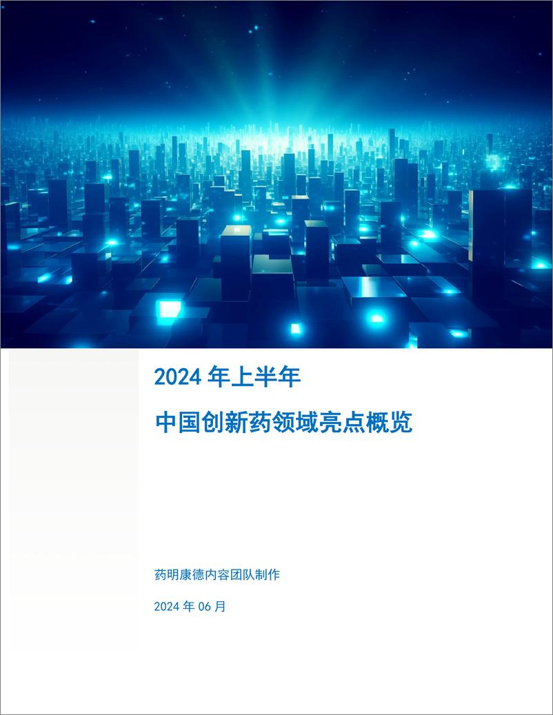 《药明康德：2024年上半年中国创新药领域亮点概览白皮书》 - 第1页预览图