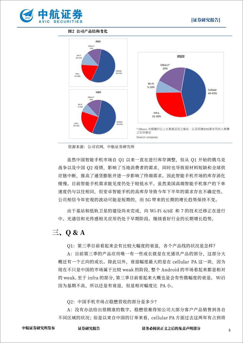 《电子：稳懋半导体2022Q2业绩说明会：手机阵营需求分化，看好激光雷达》 - 第5页预览图