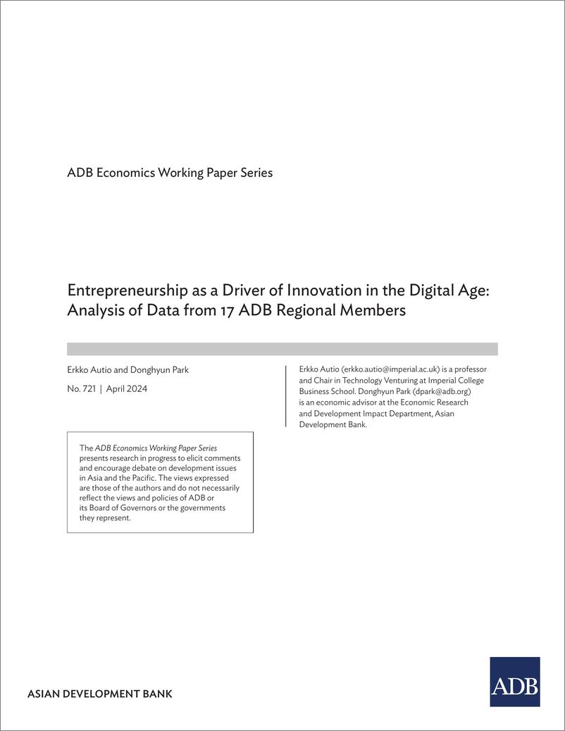 《亚开行-创业是数字时代创新的驱动力——来自17个亚洲开发银行区域成员的数据分析（英）-2024.4-51页》 - 第2页预览图