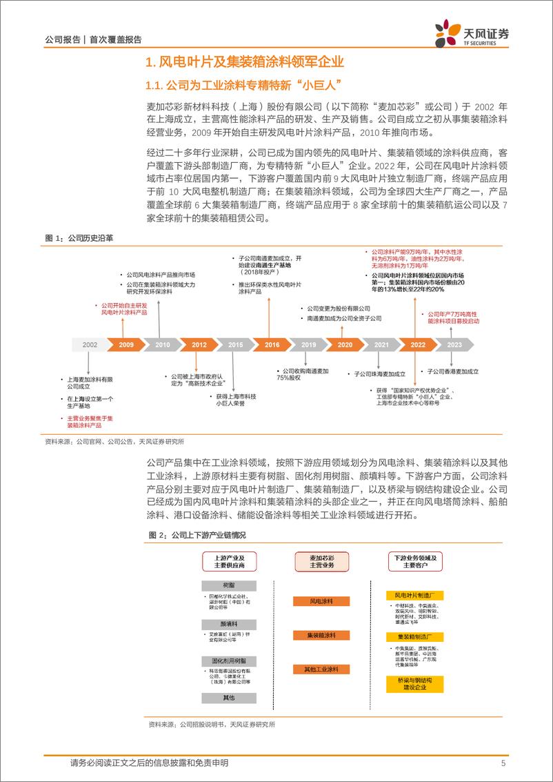 《天风证券-麦加芯彩-603062-风电叶片及集装箱涂料细分领域龙头》 - 第5页预览图