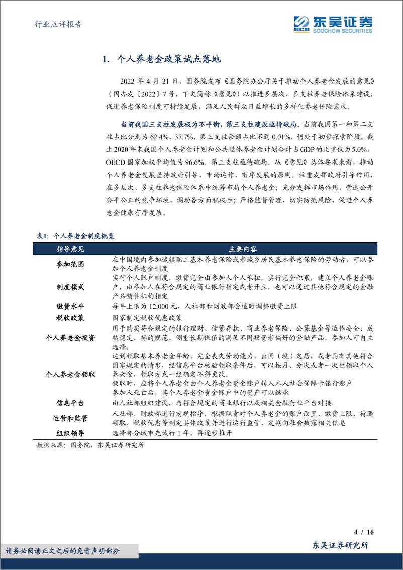 保险行业《关于推动个人养老金发展的意见》点评：个人账户制探索落地，养老金融大有可为-20220421-东吴证券-16页 - 第5页预览图