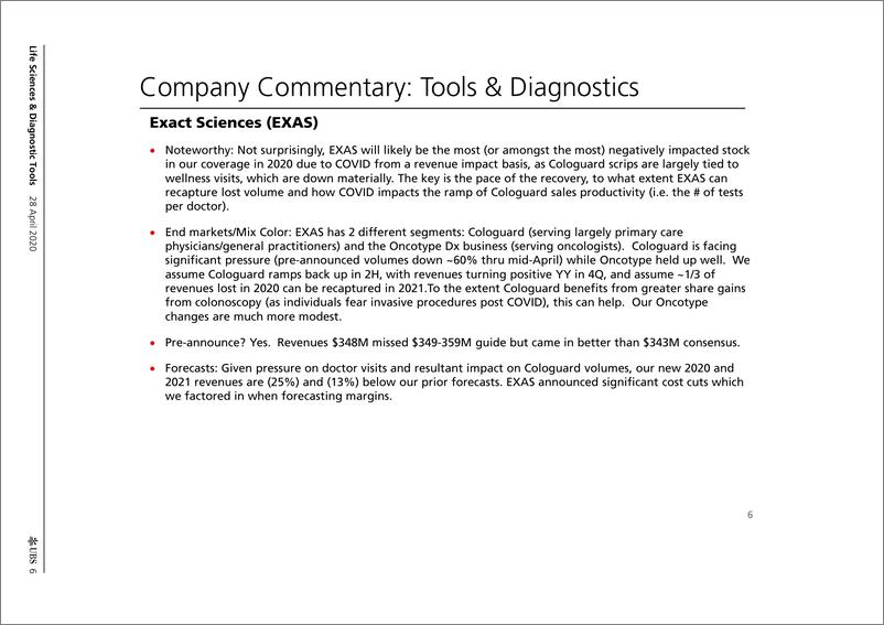 《瑞银-美股-医疗行业-美国生命科学与诊断工具：COVID-19下的模型重置与PTs调整-2020.4.28-46页》 - 第7页预览图