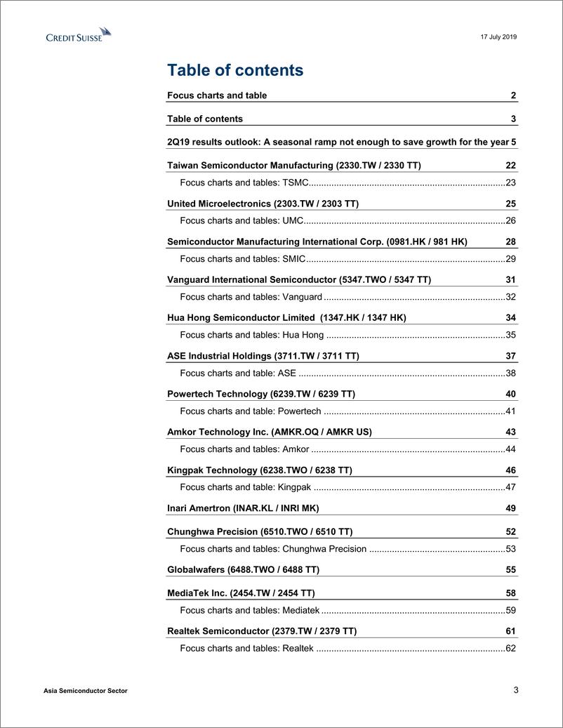 《瑞信-亚太地区-半导体行业-亚洲半导体行业2019年Q2结果展望：季节性增长不足以挽救今年的经济增长-2019.7.17-86页》 - 第4页预览图