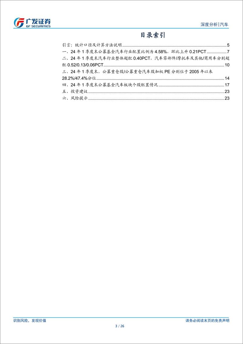 《汽车行业：公募基金24Q1重仓分析，一季度末公募基金超配汽车行业0.40Pct-240426-广发证券-26页》 - 第3页预览图