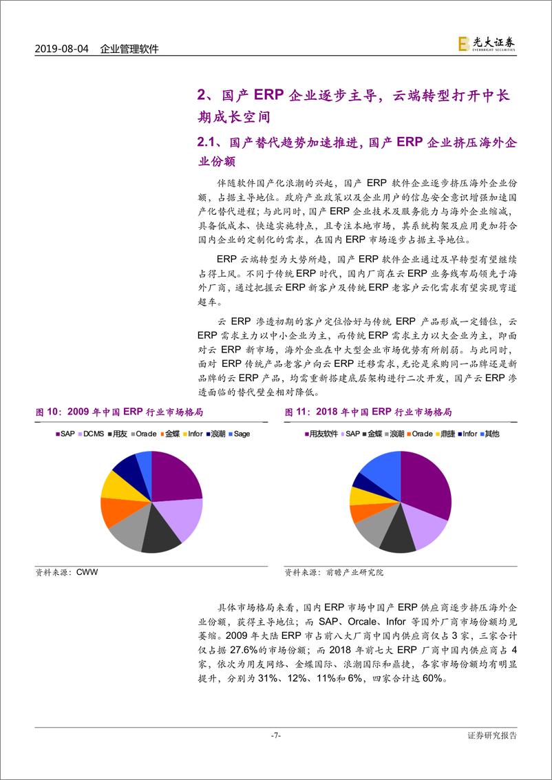 《企业管理软件行业深度报告：云企业管理软件高速成长确定性高，云转型驱动估值切换机会-20190804-光大证券-22页》 - 第8页预览图