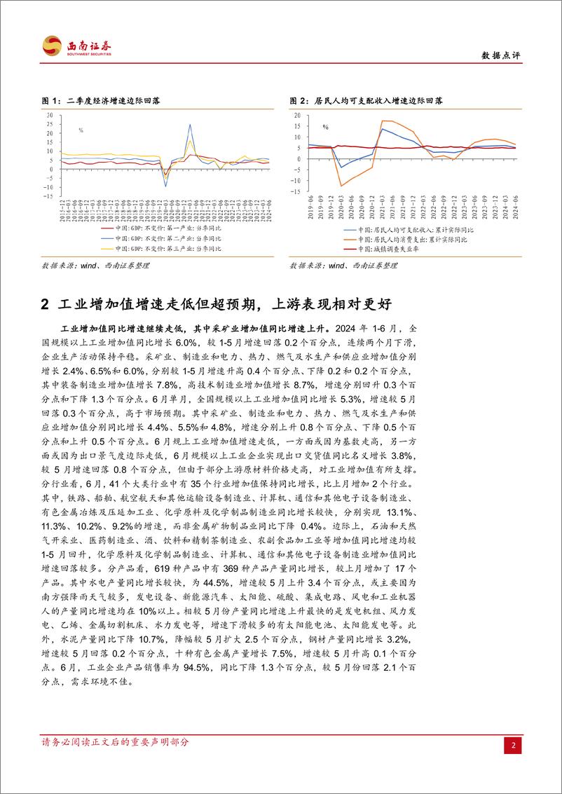 《2024年上半年经济数据点评：经济增速坚守5%25，结构仍待优化-240715-西南证券-11页》 - 第3页预览图