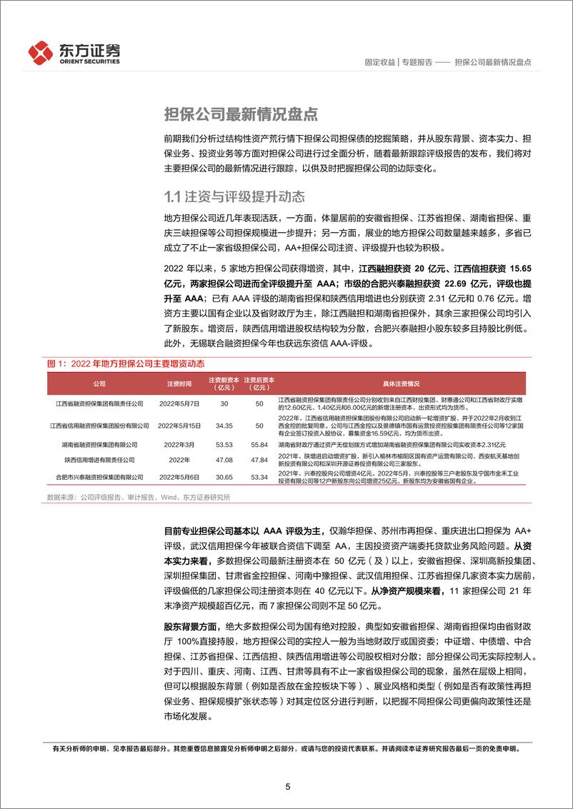 《固定收益专题报告：担保公司最新情况盘点-20220917-东方证券-27页》 - 第6页预览图