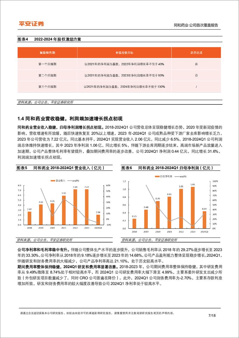 《同和药业(300636)传统品种业务稳健，高端市场原料药新品放量有望加速-240718-平安证券-18页》 - 第7页预览图