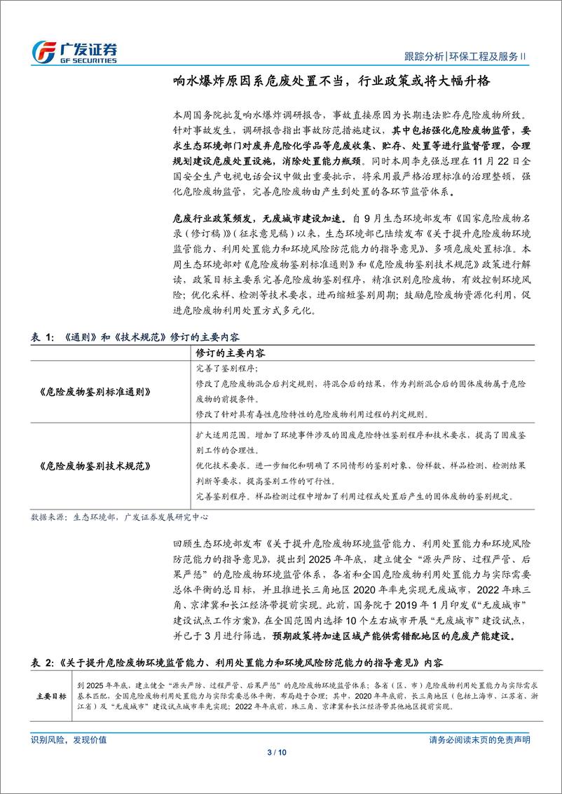 《环保行业深度跟踪：关注混改公司融资改善，响水爆炸推动危废政策升级-20191124-广发证券-10页》 - 第4页预览图