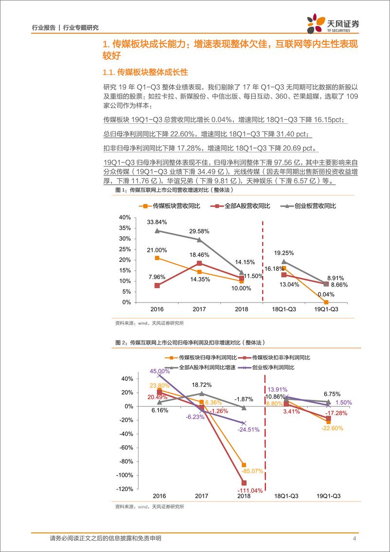 《传媒行业三季报总结：拐点已现，关注优质个股及边际改善-20191110-天风证券-28页》 - 第5页预览图