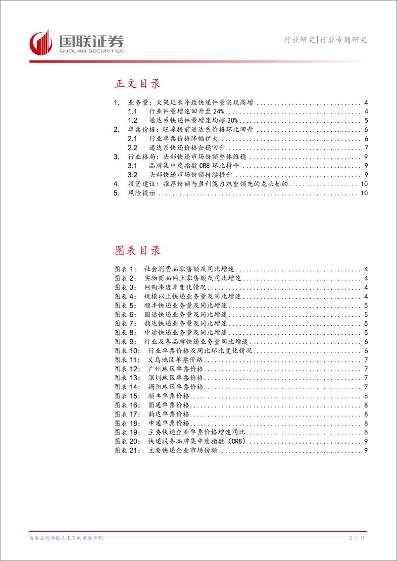 《快递行业10月数据解读：“双11”电商大促提前带动通达系快递量价上行-241125-国联证券-12页》 - 第4页预览图