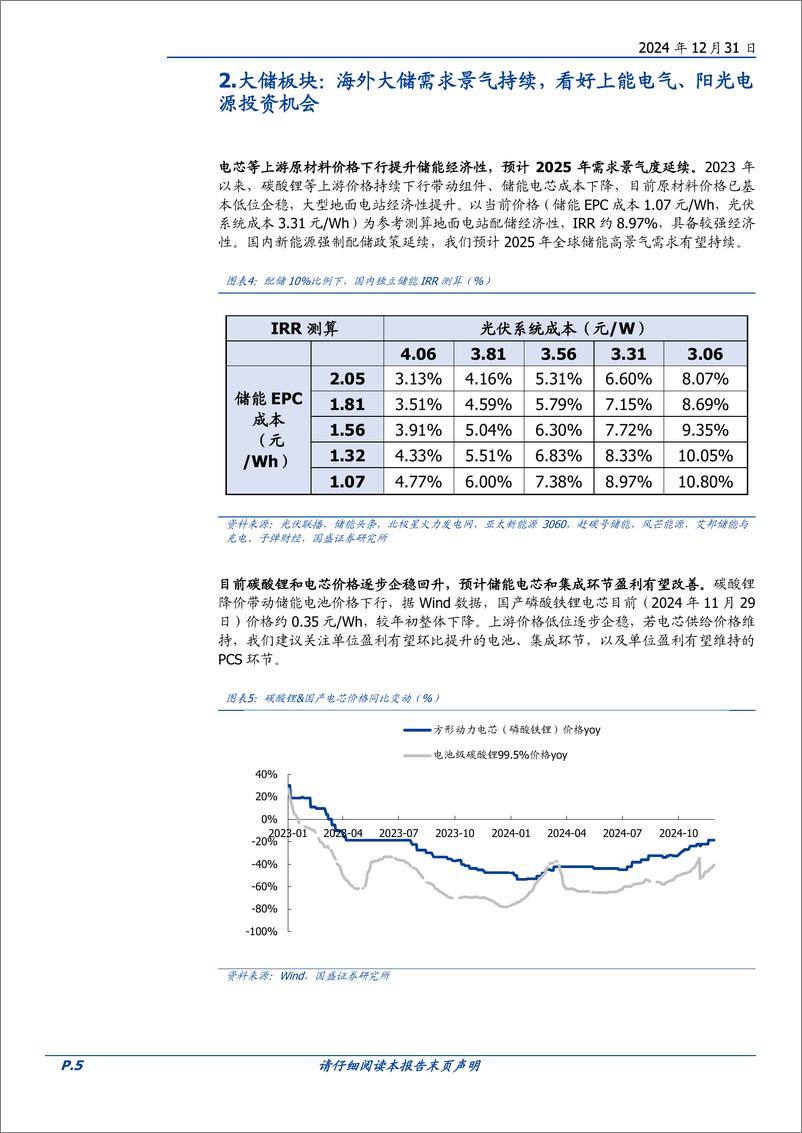 《电力设备行业策略：展望2025年，储能赛道优选需求景气度、业绩弹性两条主线-国盛证券-241231-19页》 - 第5页预览图