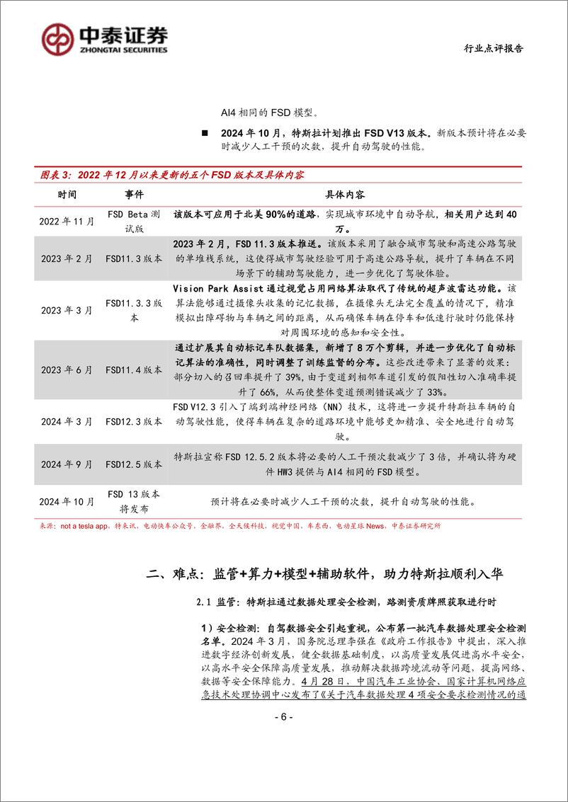 《科技行业：特斯拉拟于25Q1在中国推出FSD，国内高阶智驾有望加速落地-240908-中泰证券-18页》 - 第6页预览图