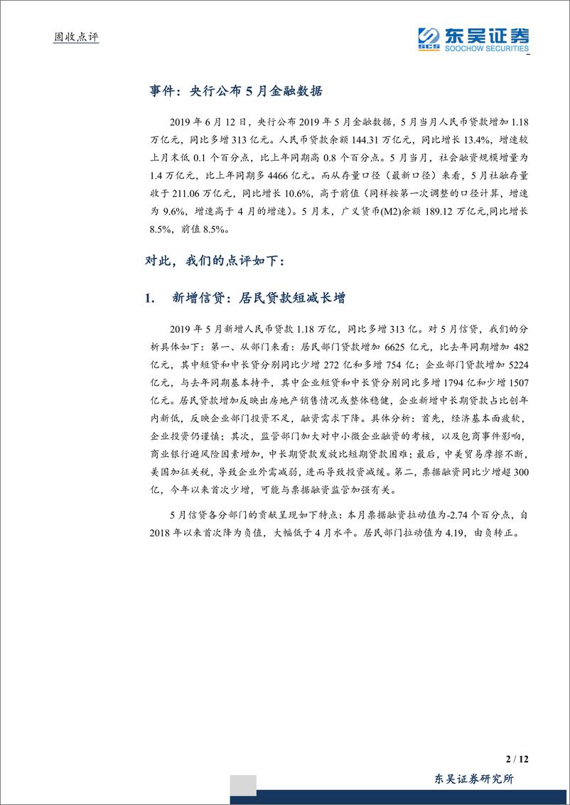 《5月金融数据点评：表外有好转社融回升，专项债新规不可高估-20190613-东吴证券-12页》 - 第3页预览图