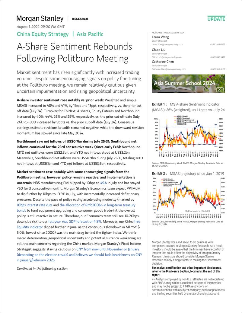 《Morgan Stanley-China Equity Strategy A-Share Sentiment Rebounds Following ...-109593343》 - 第1页预览图