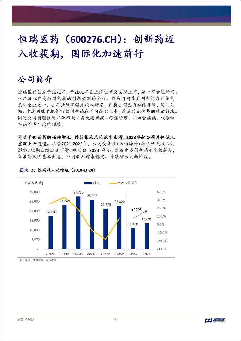 《恒瑞医药(600276)创新药迈入收获期，国际化加速前行-241125-浦银国际-77页》 - 第4页预览图