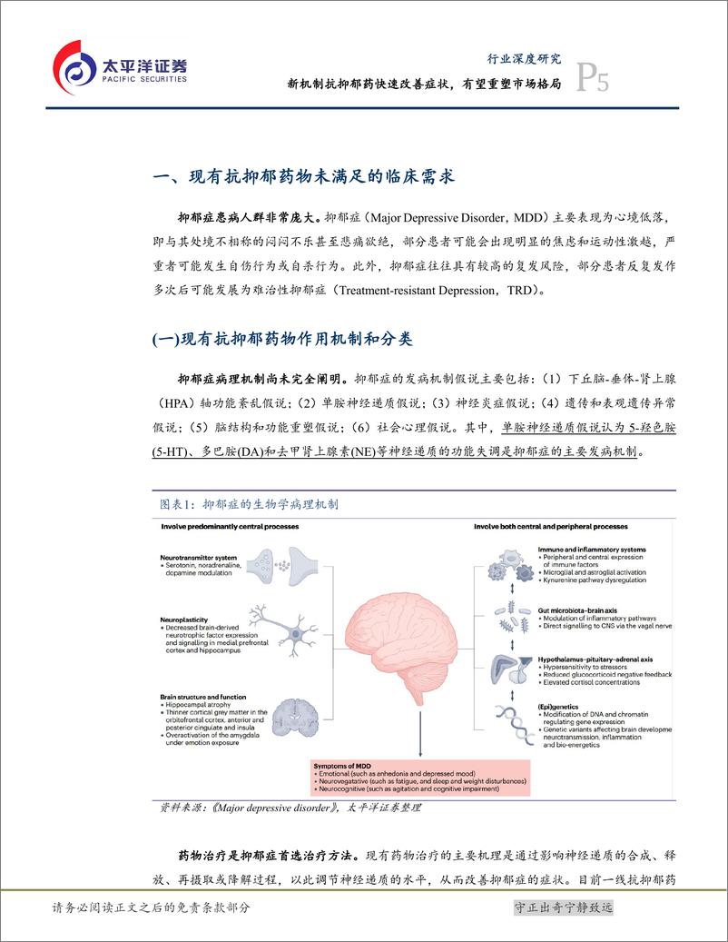 《医药行业CNS创新药系列报告(四)：新机制抗抑郁药快速改善症状，有望重塑市场格局-241010-太平洋证券-44页》 - 第6页预览图