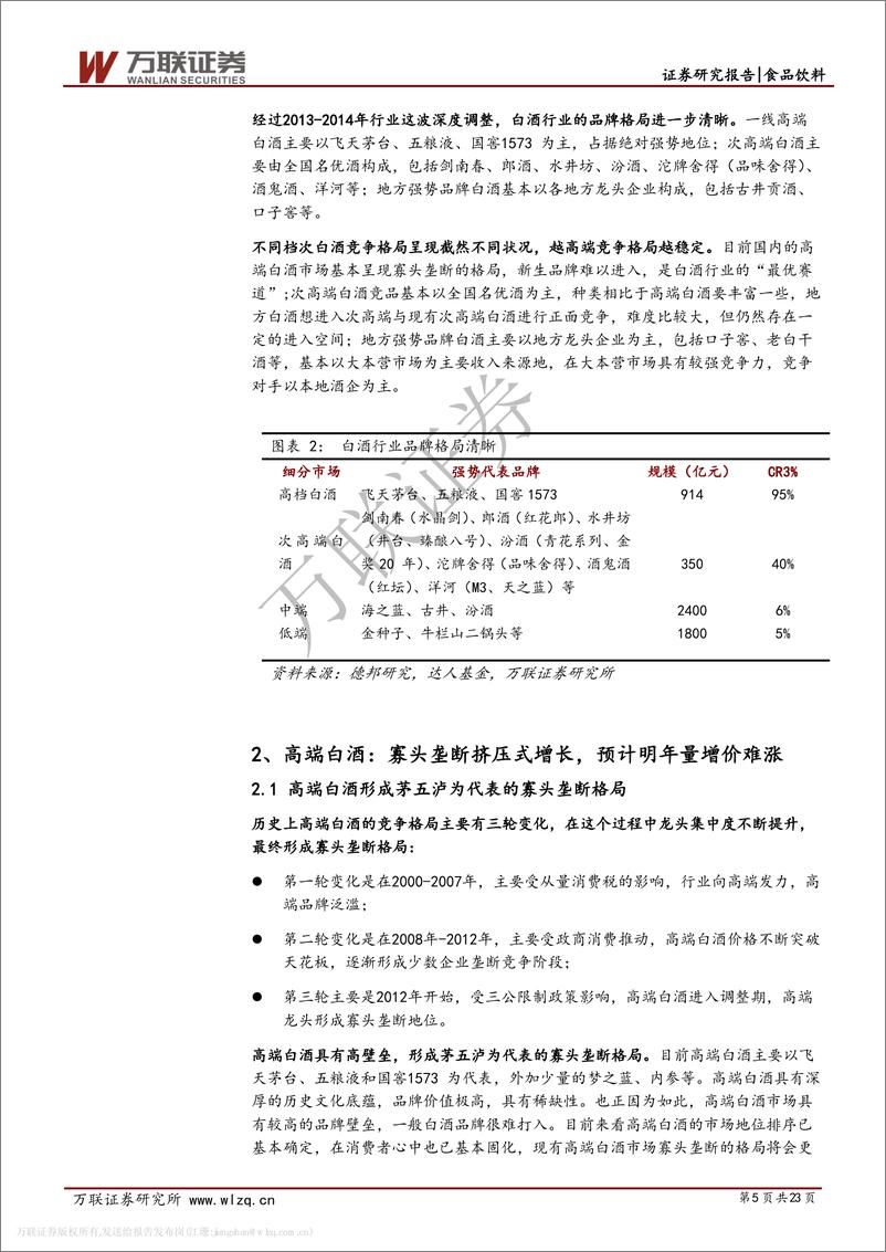 《白酒行业专题研究系列二：分层对比，高中低端酒，风景各不同-20191128-万联证券-23页》 - 第6页预览图