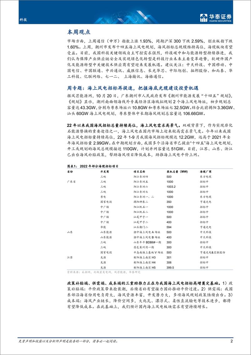 《通信行业专题研究： 海风招标提速，关注安全和绿色化趋势-20221023-华泰证券-20页》 - 第3页预览图